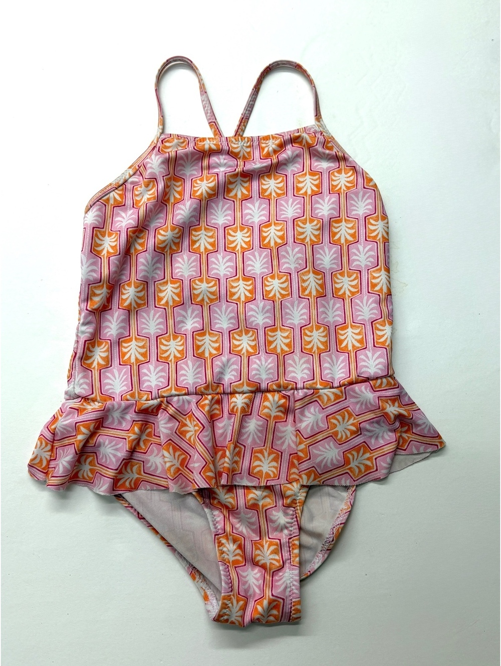 Zara Girls 3-4 Years Pink Orange Patterned One Piece Swimsuit